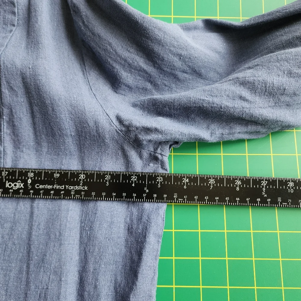 Flax Lightweight Long-Sleeve Linen Button Cardigan - Dusty Blue - Picture 9 of 12